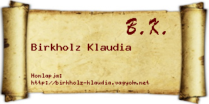 Birkholz Klaudia névjegykártya